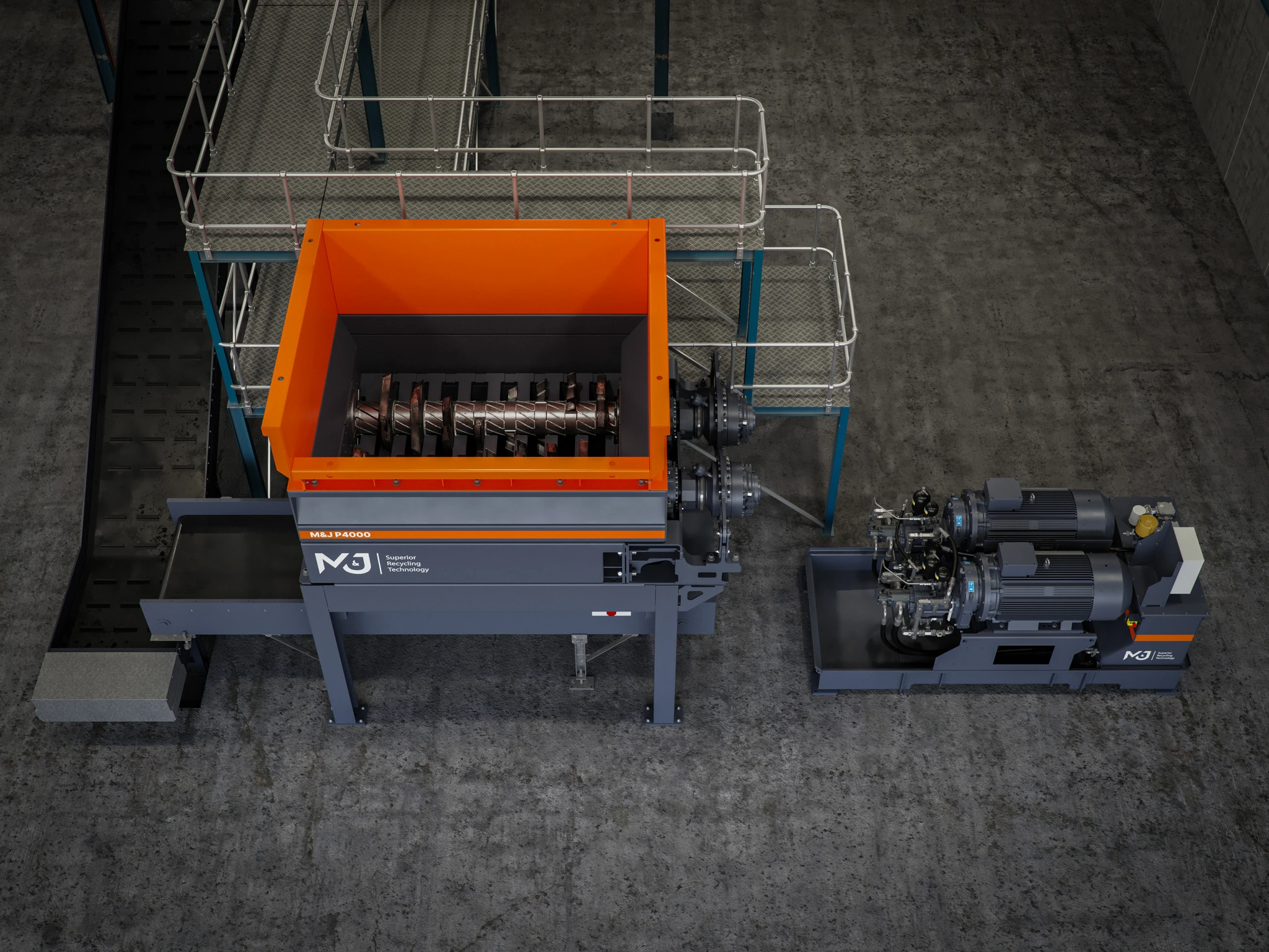 Pré-broyeur stationnaire M&J Recycling P4000E E-DRIVE