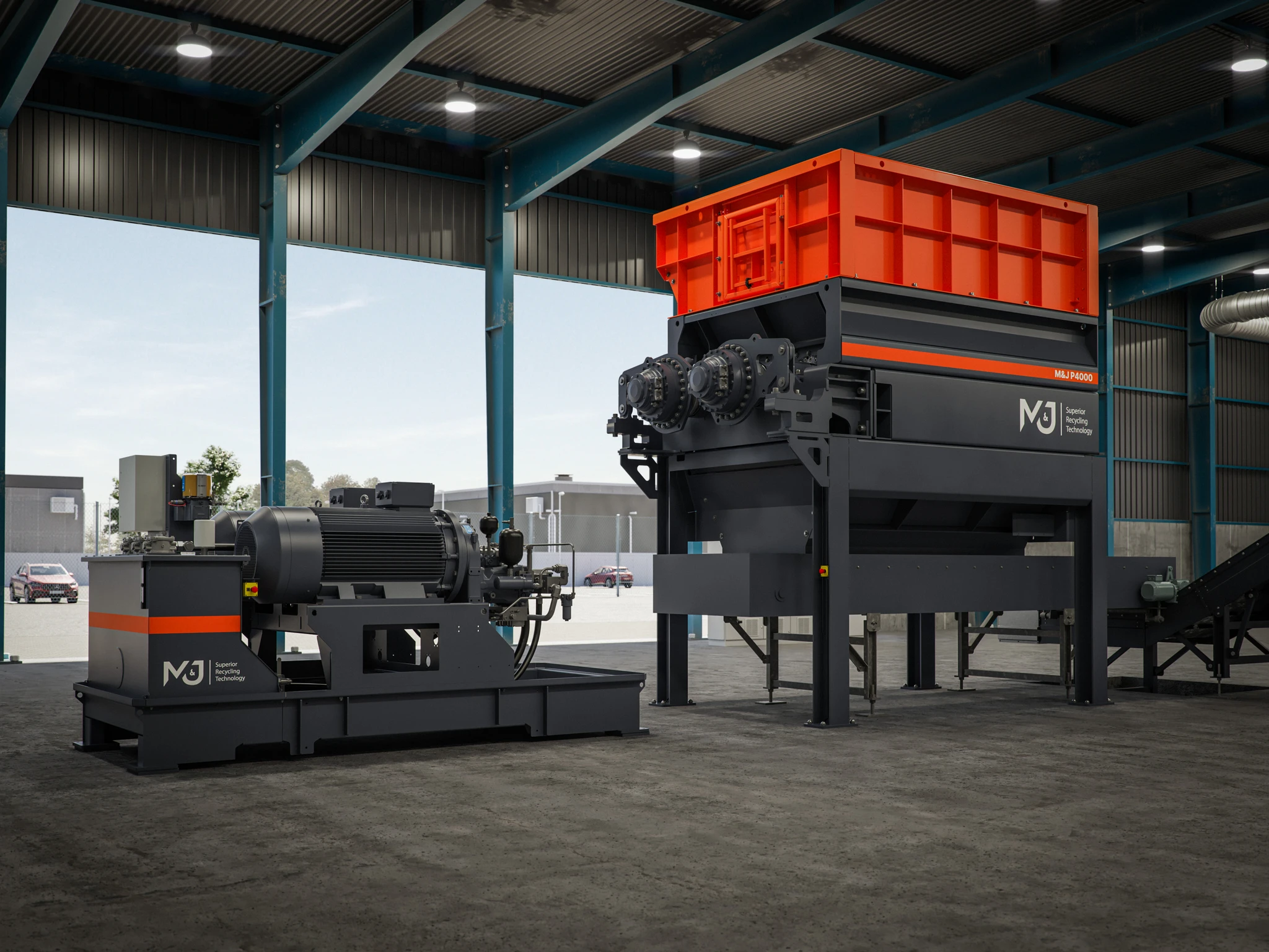 Pré-broyeur stationnaire M&J Recycling P4000E E-DRIVE