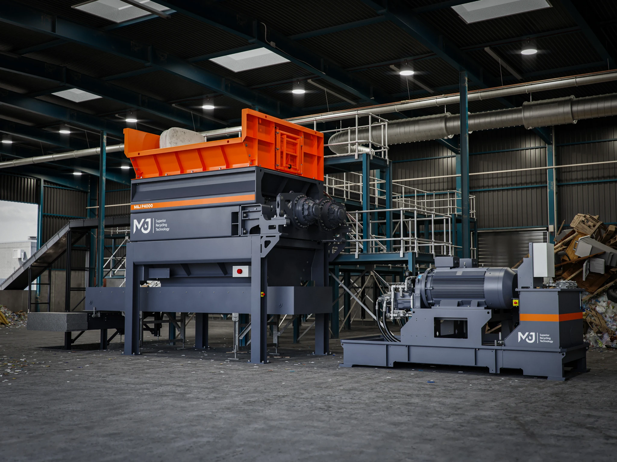 Pré-broyeur stationnaire M&J Recycling P4000E E-DRIVE