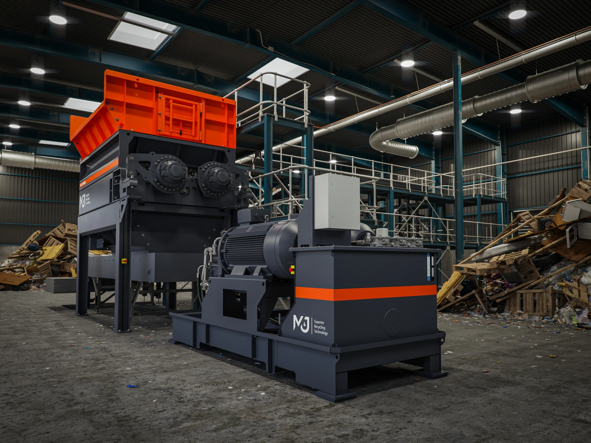 Pré-broyeur stationnaire M&J Recycling P4000E E-DRIVE