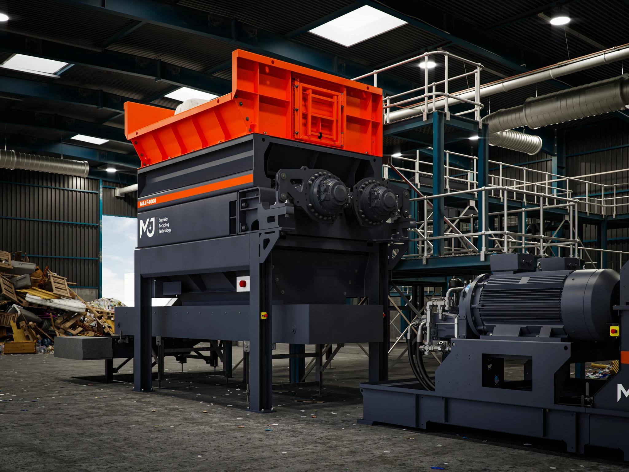 Pré-broyeur stationnaire M&J Recycling P4000E E-DRIVE
